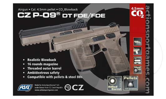ASG CZ P-09 (Blowback) 4.5mm / .177 / FDE