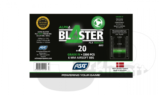 ASG Alpha Blaster PLA (Bio) Green Tracer BBs / 0.20g