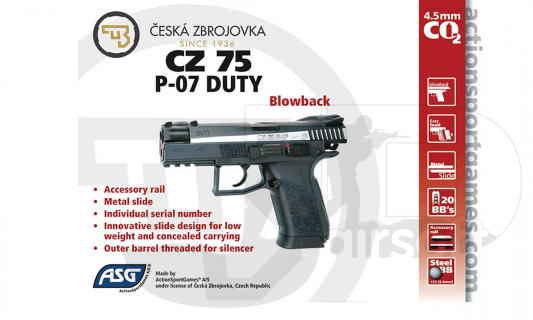 ASG CZ75 P-07 Duty Dual Tone (Blow Back) 4.5mm