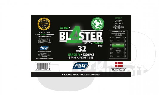ASG Alpha Blaster PLA (Bio) Green Tracer BBs / 0.32g