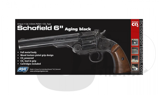 ASG Schofield 6" Revolver - .177 / Black w/ Wood Effect Grips