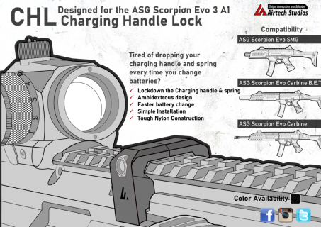 Airtech Studios CHL Charging Handle Lock for Scorpion Evo